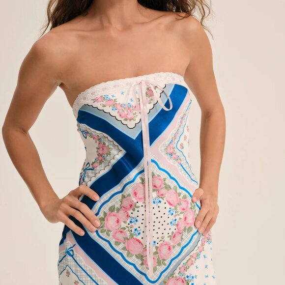 For Love & Lemons Daisy Mae Strapless Midi Slip Dress Size 1X Anthropologie NWT - Picture 9 of 11